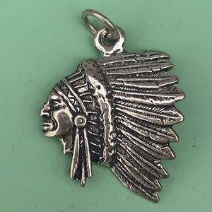 Indian Chief Headdress Sterling Silver Jewelry Charm #southwestern